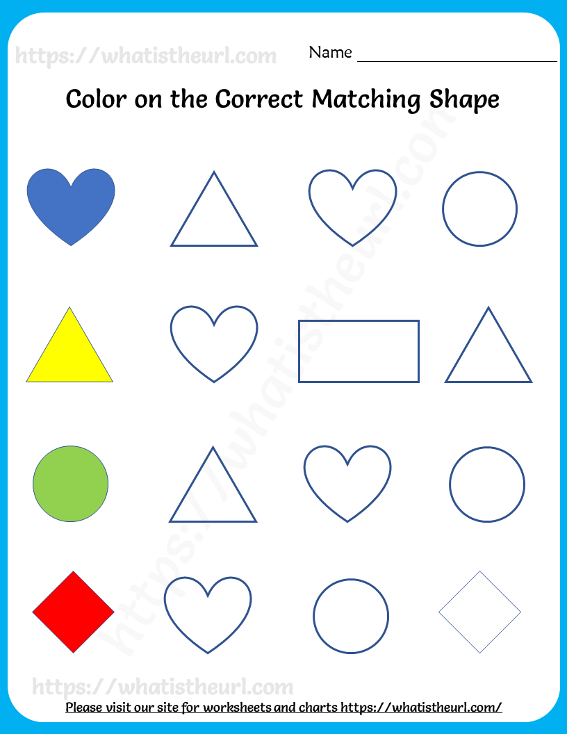 color on the correct matching shape your home teacher