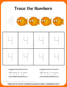 Tracing Numbers and Words Worksheets for Grade 1