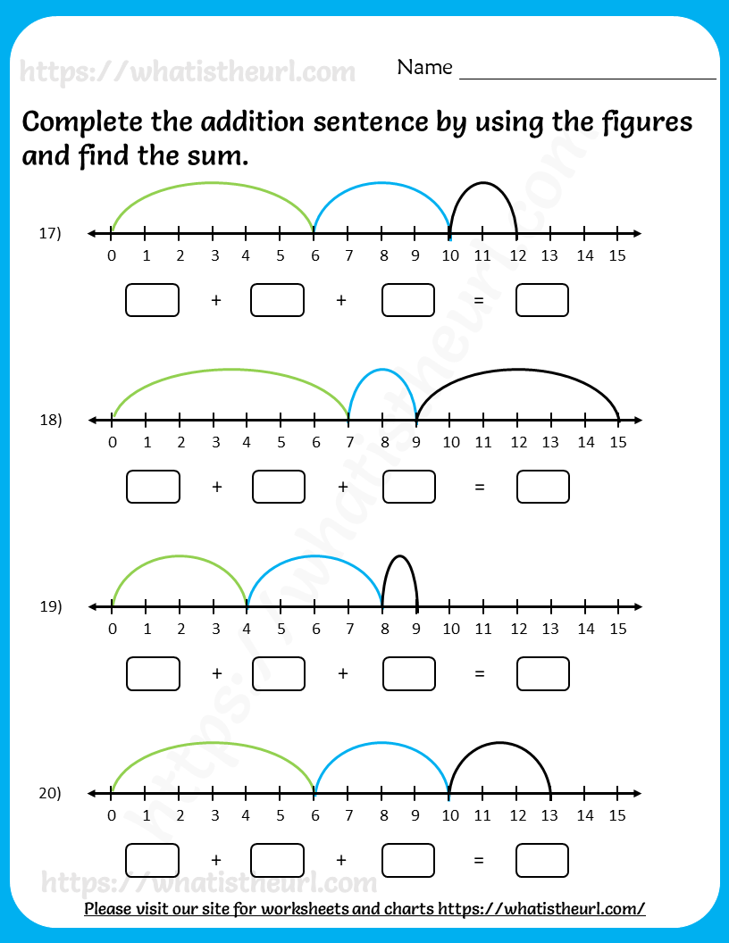 Addition Sentence Using Number Line Worksheets For Grade 2 Set 2 Your Home Teacher