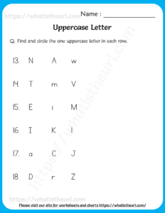 Find and Circle the Uppercase Letter Worksheet for Grade 1