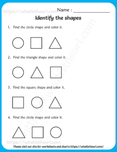 Identify the shapes Worksheets for Pre-Kindergarten