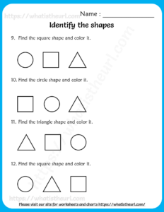 Identify the shapes Worksheets for Pre-Kindergarten