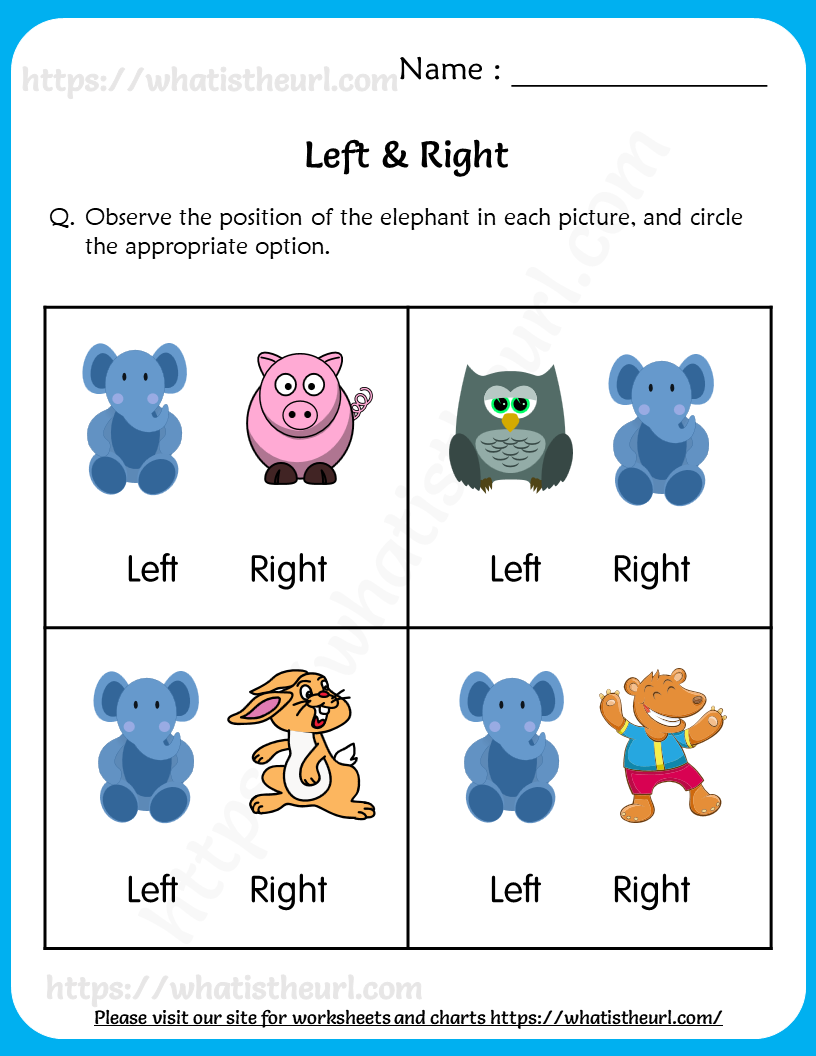 Right And Left Worksheets For Kids