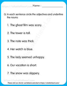 Nouns & Adjectives Worksheets for Grade 3