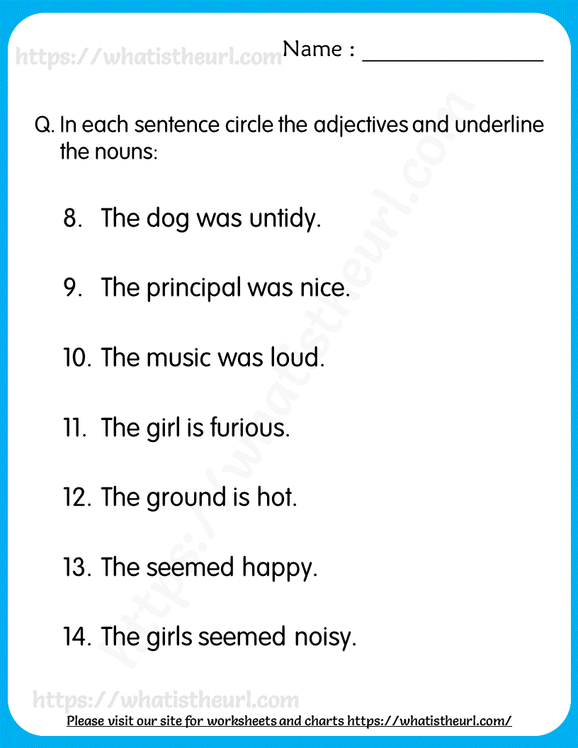 Find The Nouns Adjectives Worksheets For Grade 1 Nouns And Adjectives 