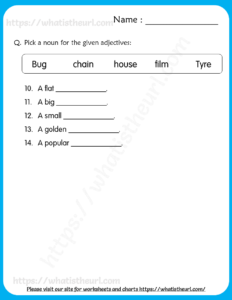 Nouns & Adjectives Worksheets for Grade 5