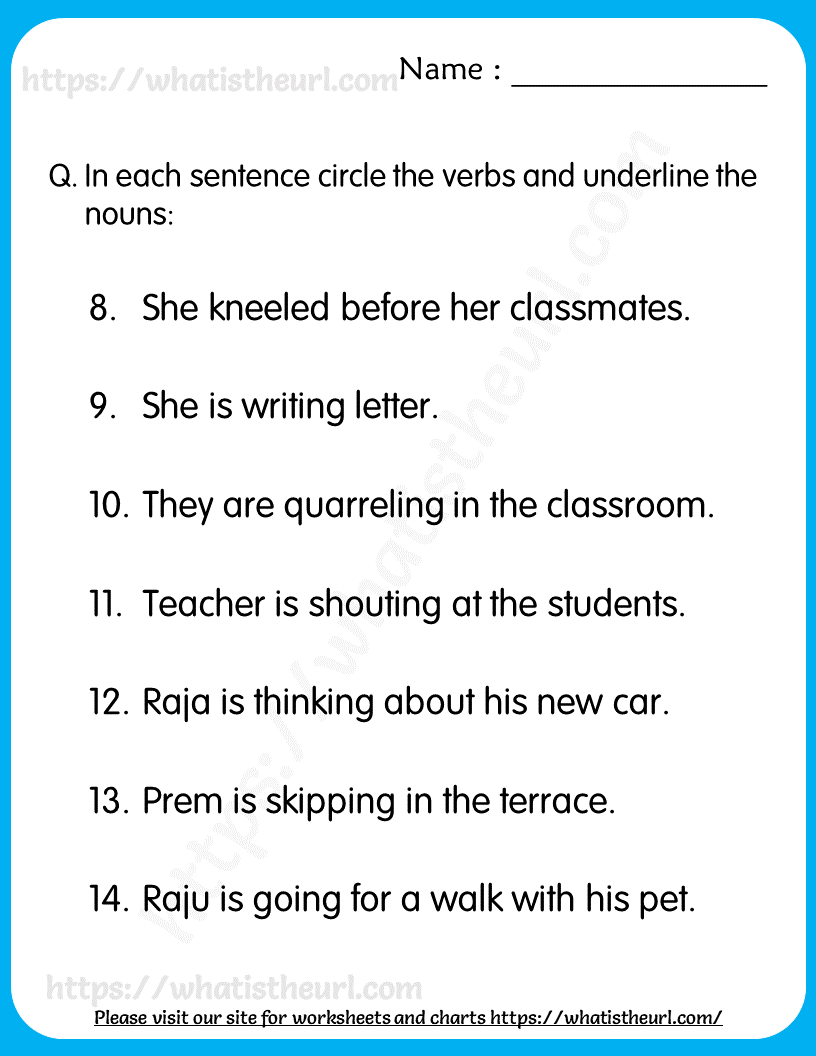 Nouns And Verbs Worksheet With Pictures