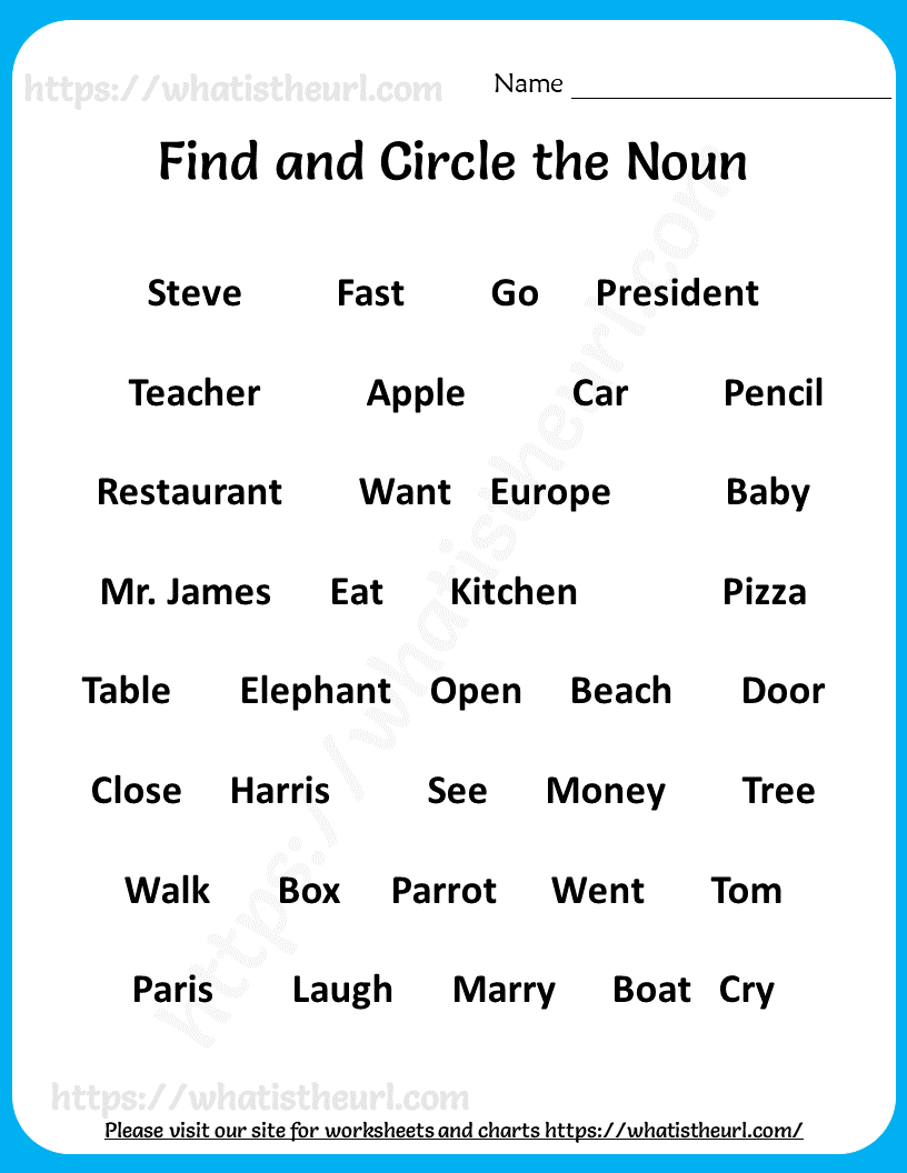 Nouns Year 4 Worksheet