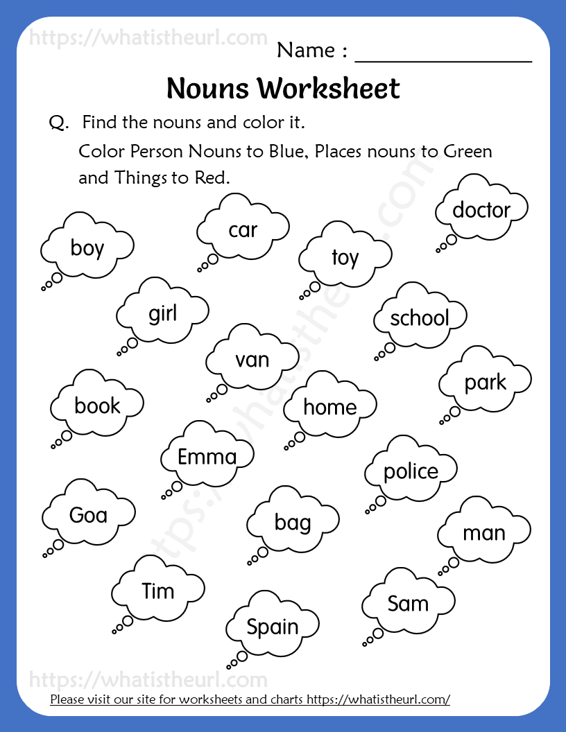 Nouns worksheets for grade 1 Your Home Teacher