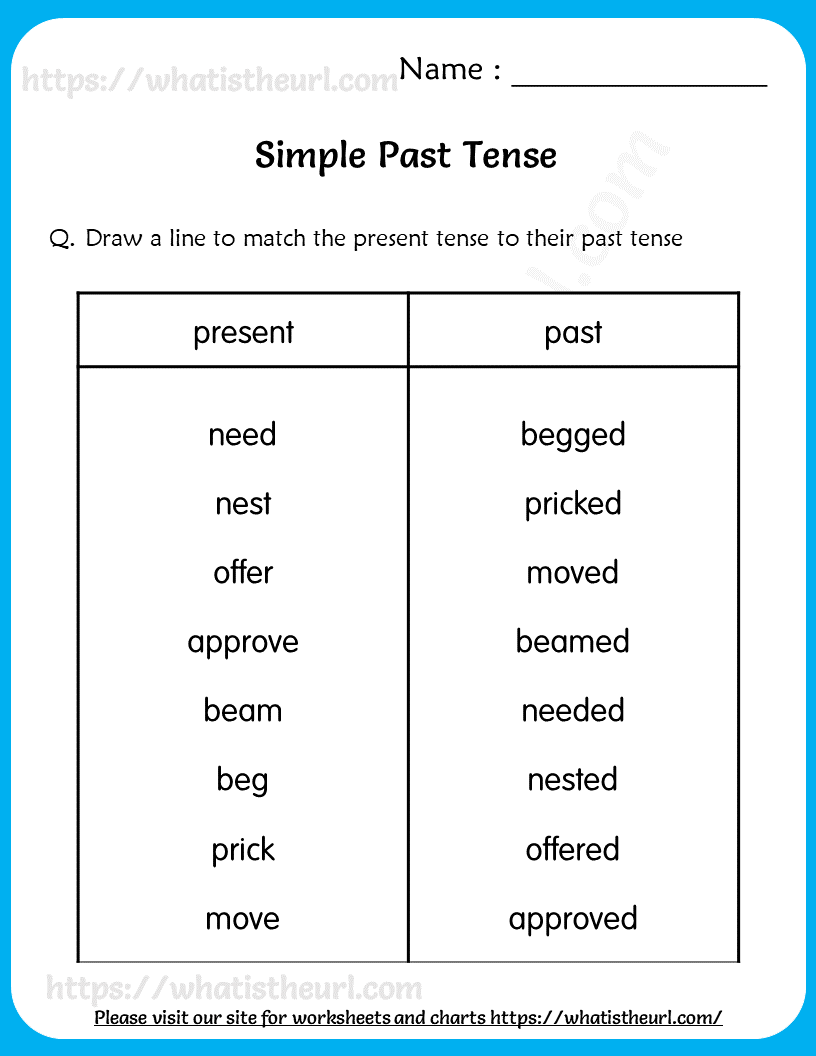 Past Tense Words Worksheet