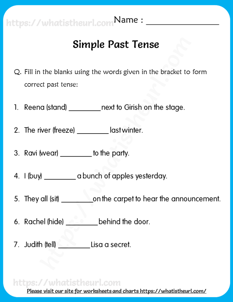 Simple Past Tense Worksheet Your Home Teacher