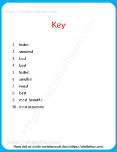 Superlative Adjectives Worksheets for Grade 5