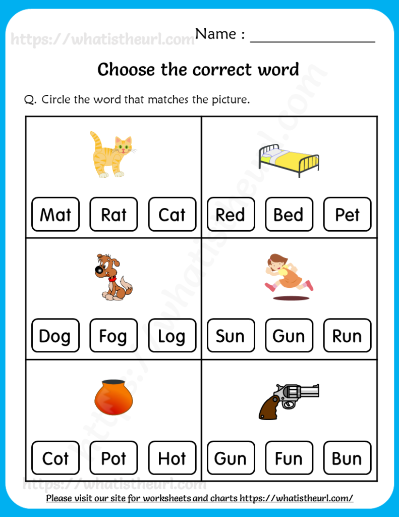 Choose the correct word Worksheets for Grade 1 - Your Home Teacher