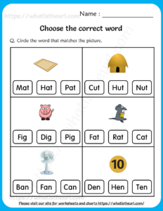 Choose the correct word Worksheets for Grade 1