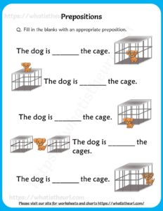Fill in the blanks with correct prepositions for Grade 3
