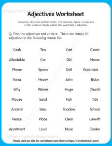 Find and Circle Adjectives Worksheet for Grade1