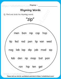Rhyming Words Worksheets for Grade 2