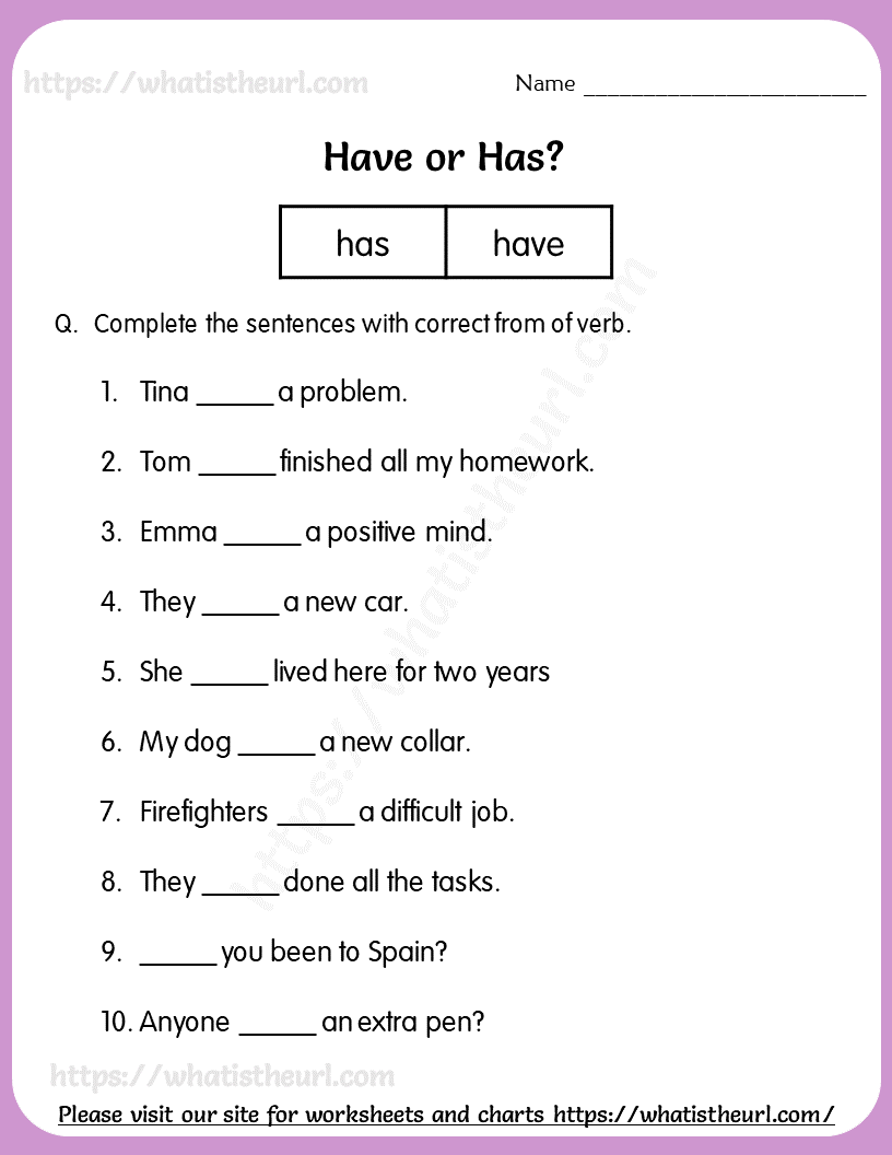 Has or have worksheet 2 Your Home Teacher