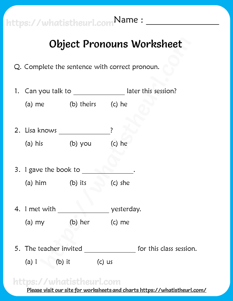 Object Pronouns Exercises For Grade 2