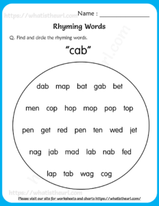 Rhyming Words Worksheets for Grade 2