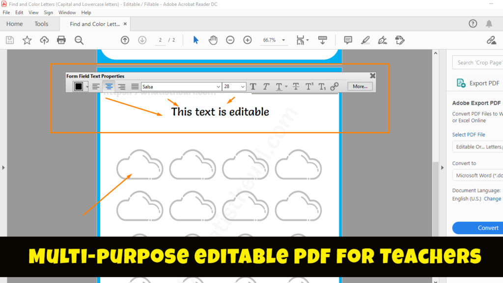 Multi-purpose editable PDF for Teachers