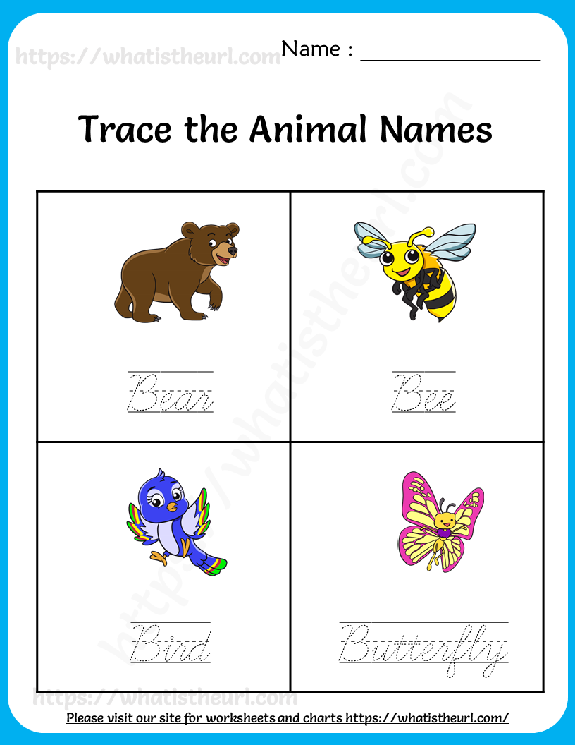 trace-the-animal-names-worksheets-2 - Your Home Teacher