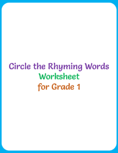 Circle the Rhyming Words Worksheet for Grade 1