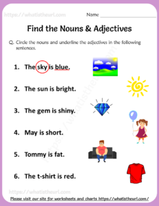 Find the Nouns & Adjectives Worksheets For Grade 1