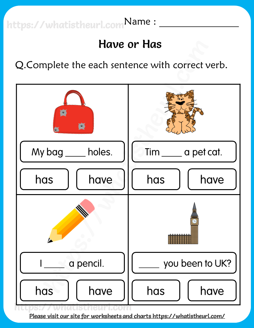 Has Or Have Worksheets For Grade 3
