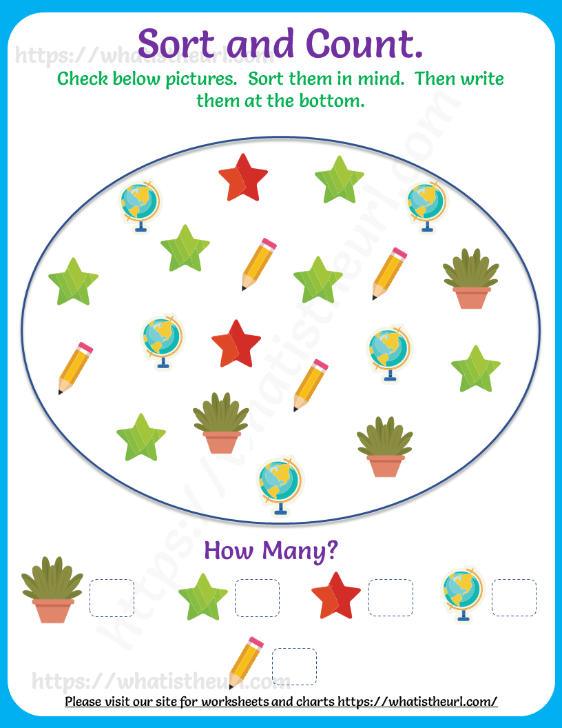 Learn To Sort Count And Write Worksheet For Kids Your Home Teacher