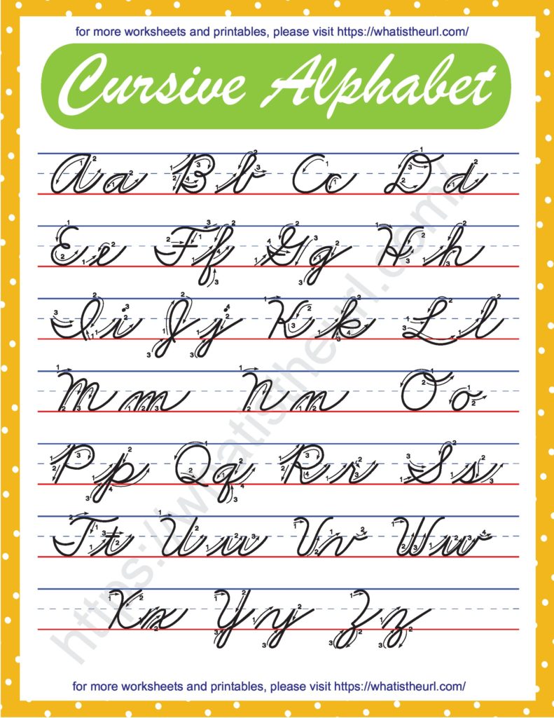 Cursive Alphabet high quality chart - Your Home Teacher