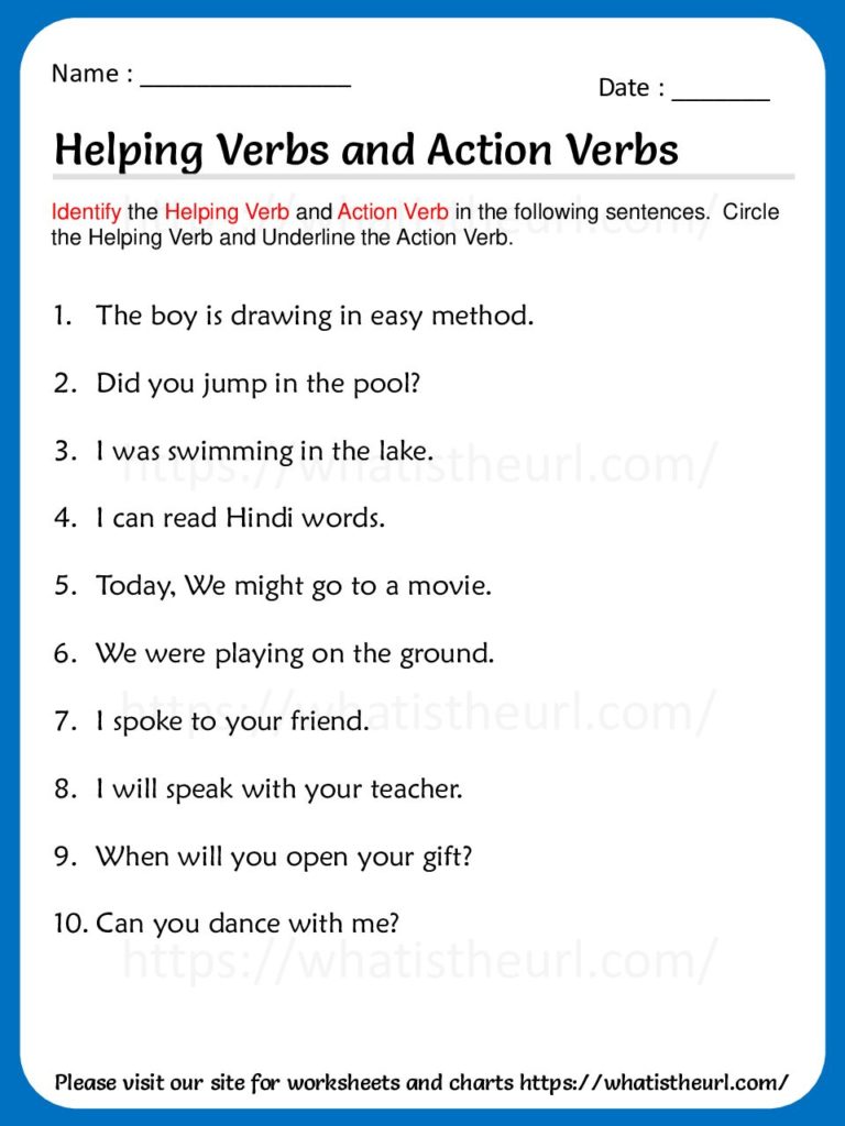 helping verbs and action verbs worksheet your home teacher
