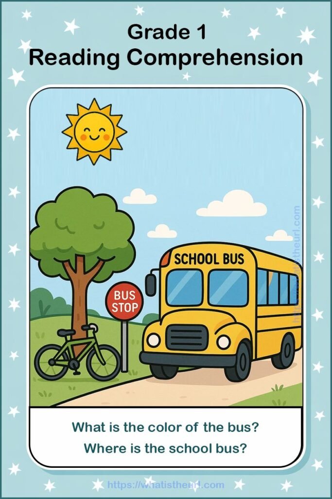 A Bicycle and a Schoolbus Near the Bus Stop