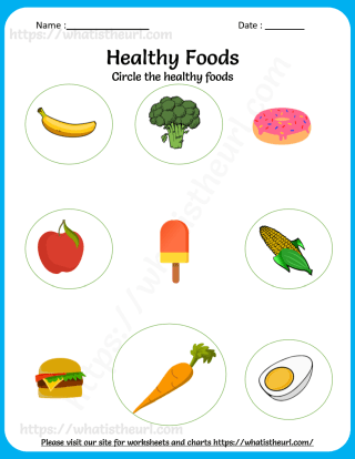Find and circle the Healthy Foods - Grade 1 - Your Home Teacher