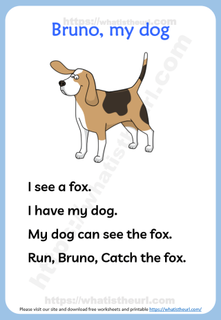 Free Reading Passages for Kindergarten Kids - May 18 - Bruno, my dog - Your  Home Teacher