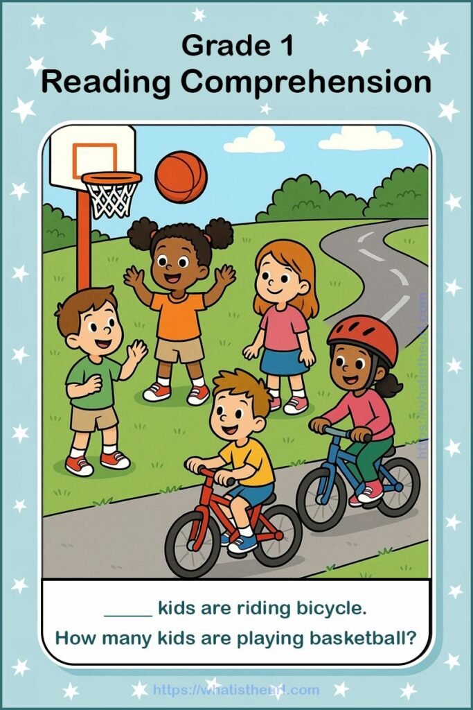 Kids are playing basketball and riding bicycle