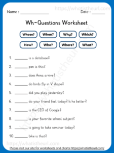 Wh Questions Worksheets for Kids - Includes Key - Your Home Teacher
