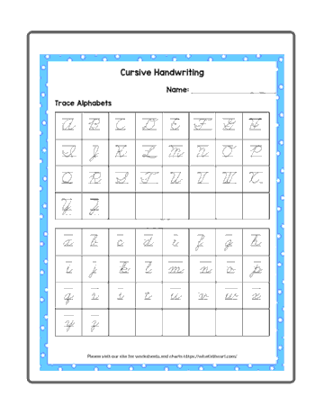 Cursive Handwriting Practice Worksheets – Exercise 1