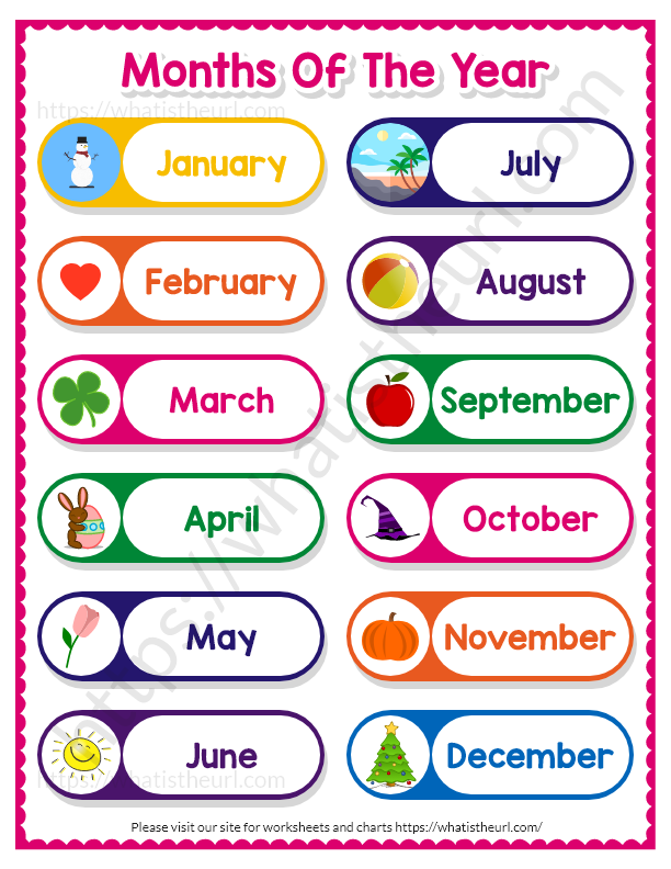 Printable Months of the Year Chart Your Home Teacher