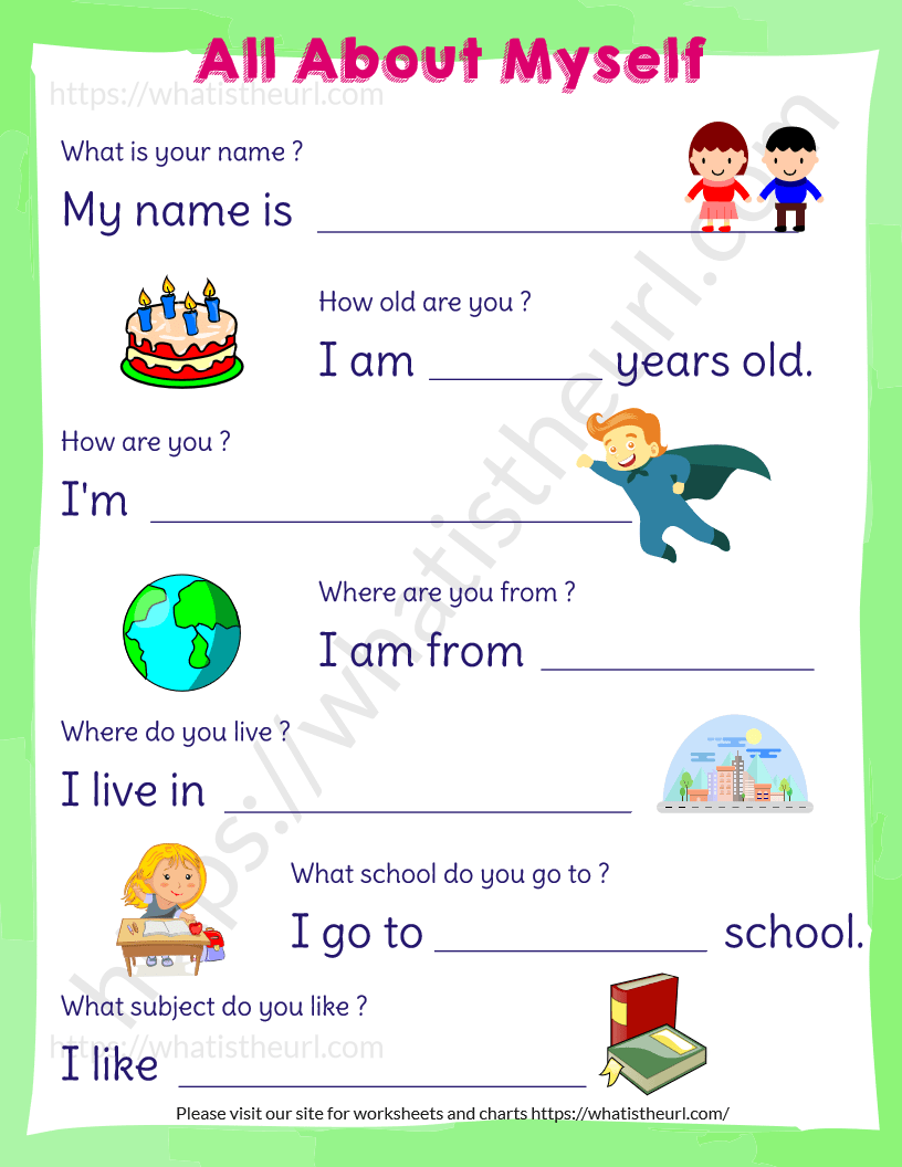 all about myself worksheet for kg ukg and little kids your home teacher