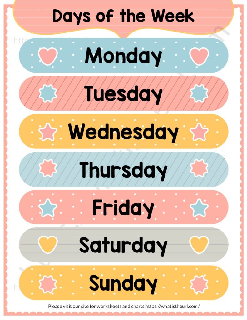 Free Days Of The Week Chart Printable