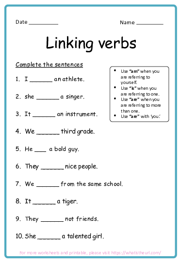 Linking Verbs For Grade 3 Release 3 Your Home Teacher