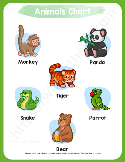 Chart of animals with pictures and names - 2 of 4 - Your Home Teacher