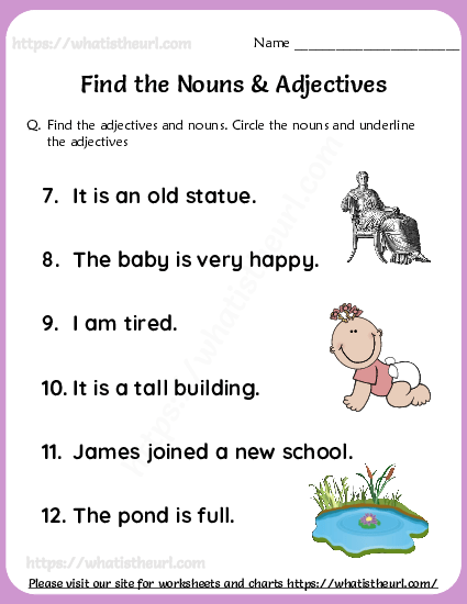 Noun and Adjectives Worksheet for grade 1 - exercise 8 - 3 of 5 - Your Home  Teacher