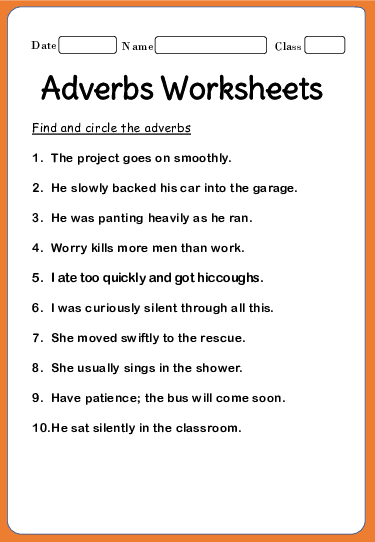 Adverb Worksheets Year 1
