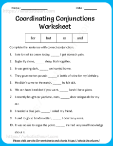 Conjunctions Worksheet for grade 3,4 and 5 - Exercise 11 - Your Home ...