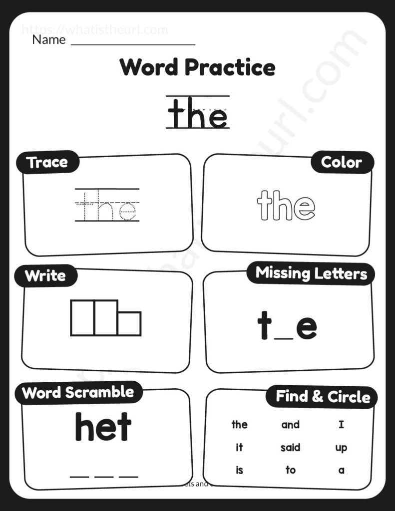 Kindergarten Sight Words Worksheets – September List - Your Home Teacher