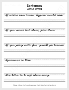 Cursive Writing with Long Sentences-Exercise 4 - Your Home Teacher