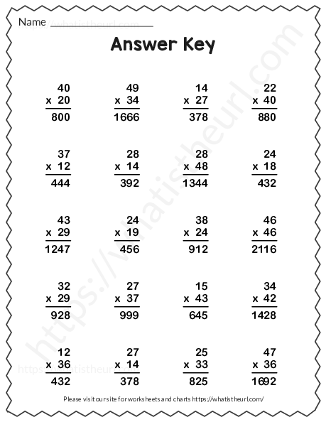 double digit multiplication worksheet with answer key exercise 17 your home teacher