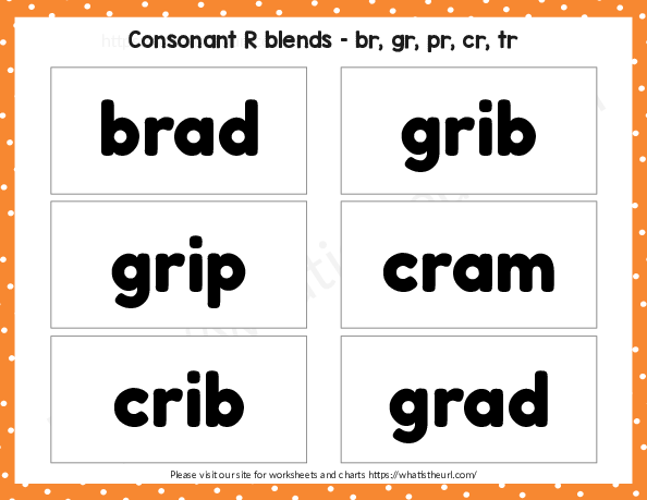 flash cards of consonant r blends gr br tr dr fr your home teacher